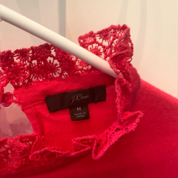 J CREW Lace Collar Tippi Sweater. Medium. Rose pink - Picture 3 of 3